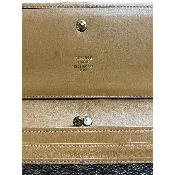 Celine Macadam Triomphe Wallet Brown Coated Canvas Vintage M10 Made in Italy - Picture 7 of 11